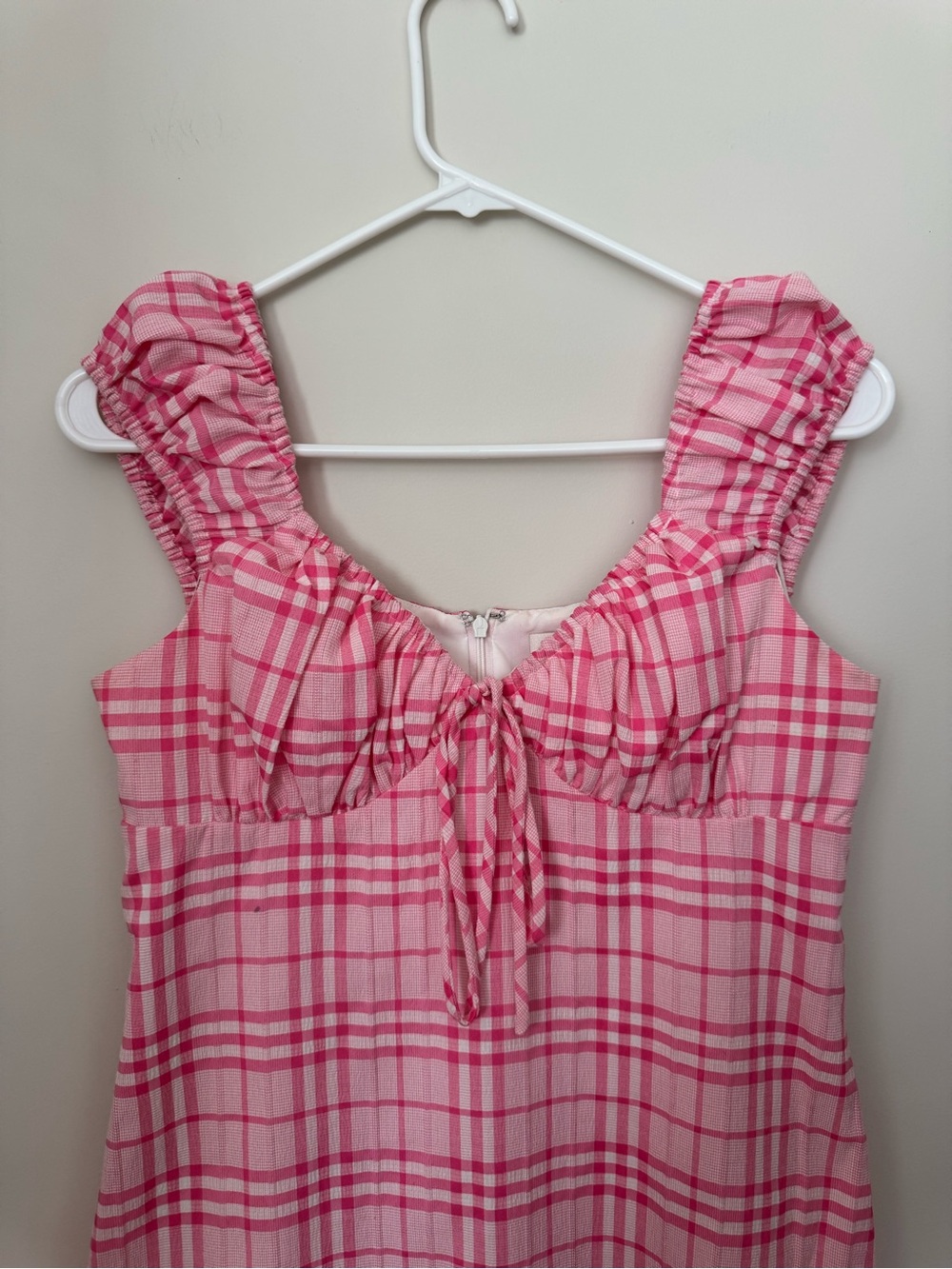 WAYF Pink Plaid Mini Dress S - Picture 3 of 12